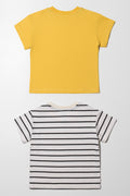 2 Pack Stripe T-Shirts Yellow (2)
