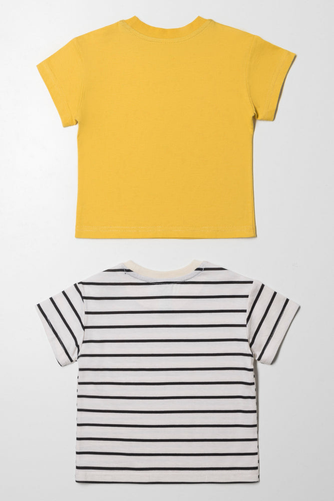 2 Pack Stripe T-Shirts Yellow (2)