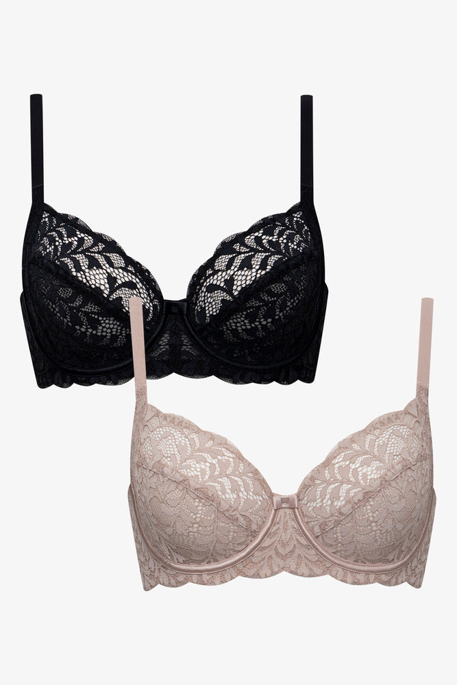 2 Pack Sml Autum Lace Non Padded Underwire Black Natural (1)