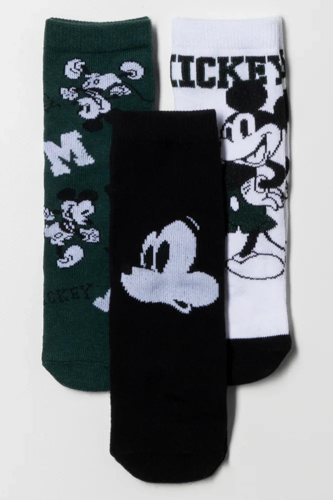 MICKEY MOUSE 3 PACK SOCKS GREEN
