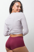 3 Pack Seamfree Boyleg Burgundy Natural And Black (3)