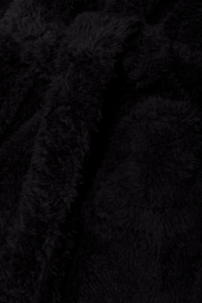 PLAIN SHAGGY FLEECE GOWN BLACK