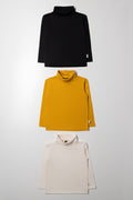 3 Pack Polonecks Yellow, Cream And Black