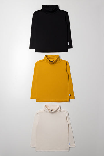 3 Pack Polonecks Yellow, Cream And Black