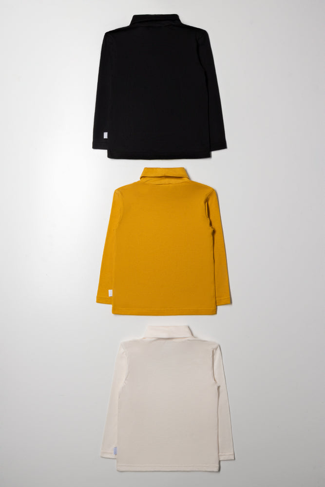 3 Pack Polonecks Yellow, Cream And Black (2)
