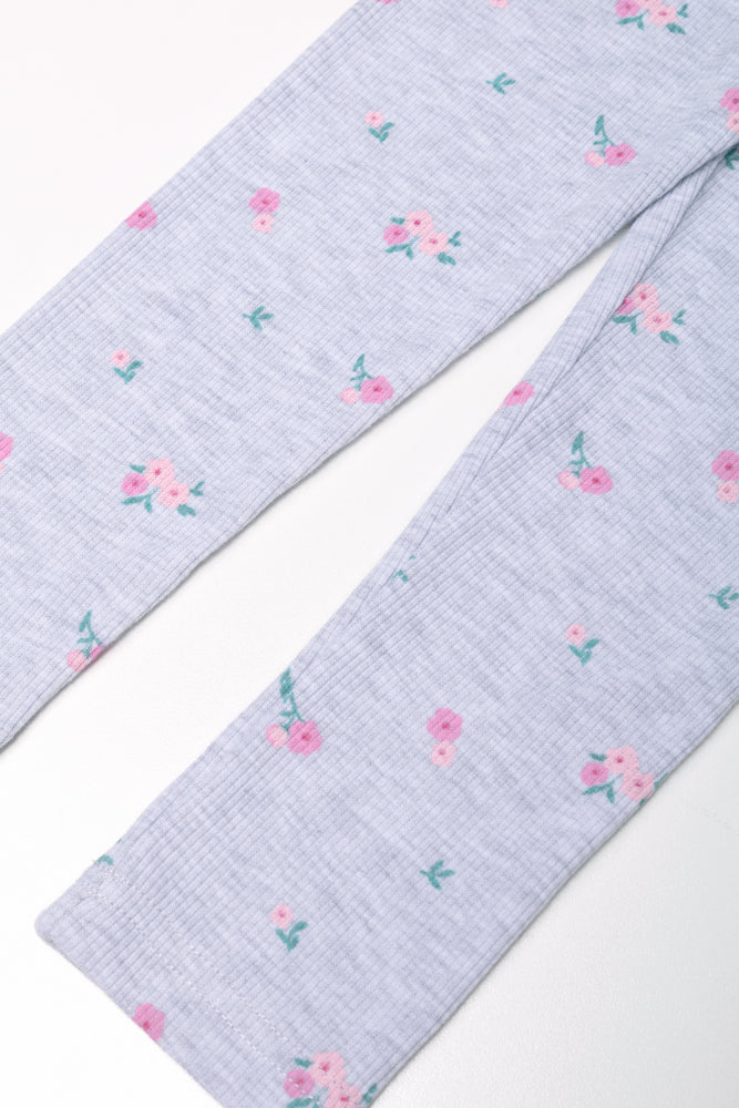 Floral Long Legging Grey