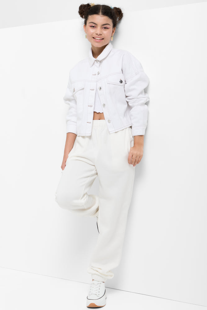 Trackpants With Elasticated Cuff White Alyssum