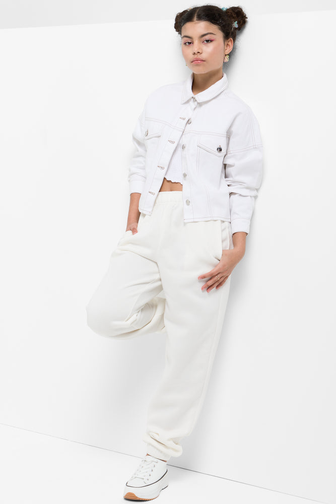Trackpants With Elasticated Cuff White Alyssum (1)