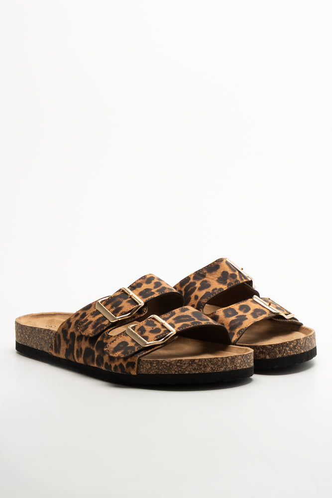 DOUBLE BAND BUCKLE HEALTH SANDAL LEOPARD