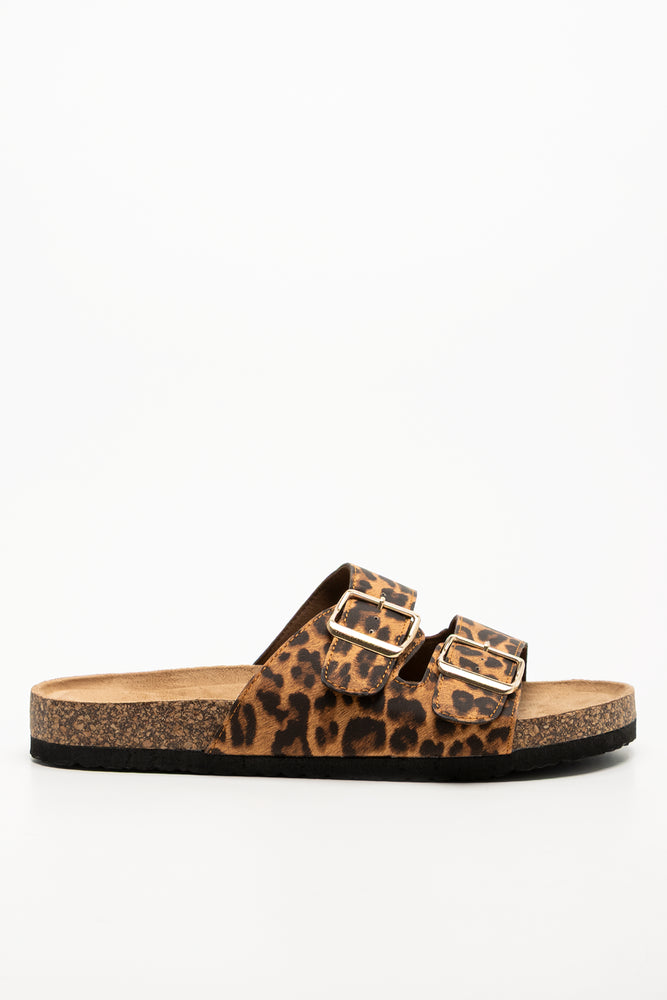 DOUBLE BAND BUCKLE HEALTH SANDAL LEOPARD