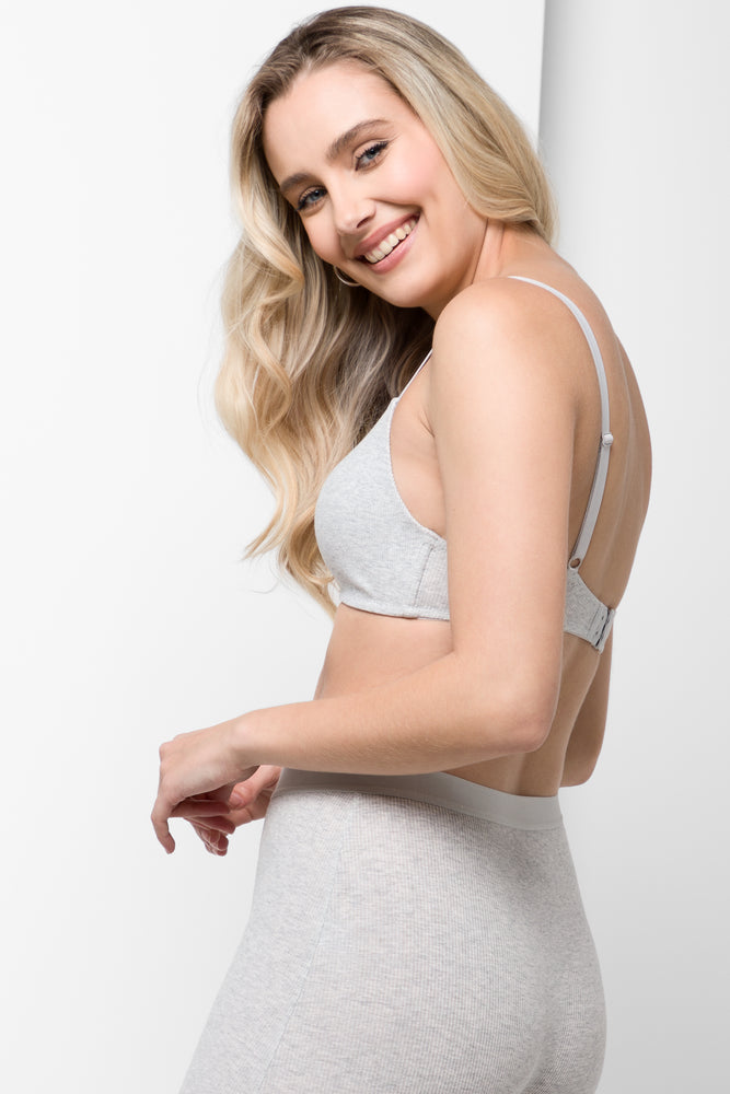 Single Cotton Padded bra grey melange