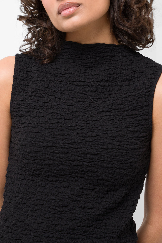 High Neck Textured Top Black (3)