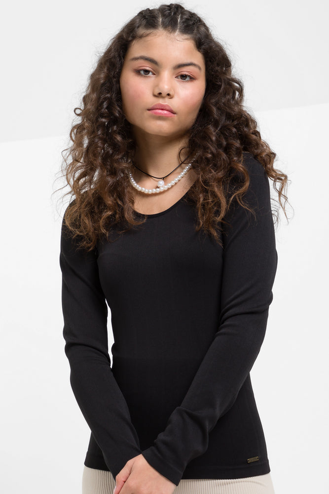 Crew Neck Tshirt Seamless Black