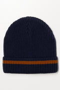 STRIPED RIB BEANIE NAVY