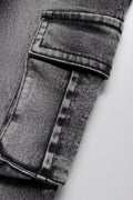 Straight Leg  Cargo Denim Jeans Black (1)