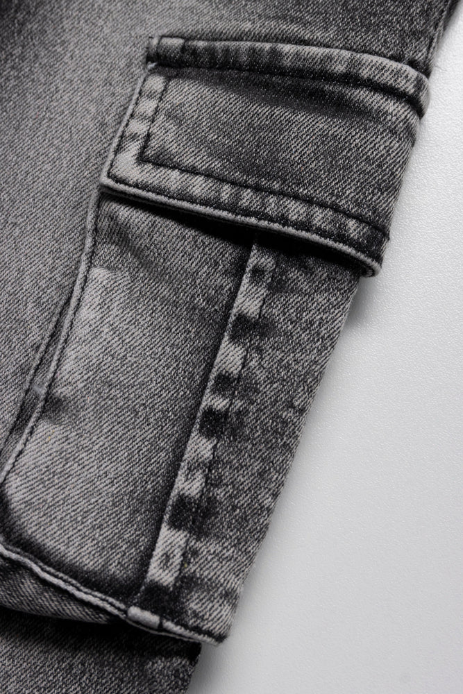 Straight Leg  Cargo Denim Jeans Black (1)