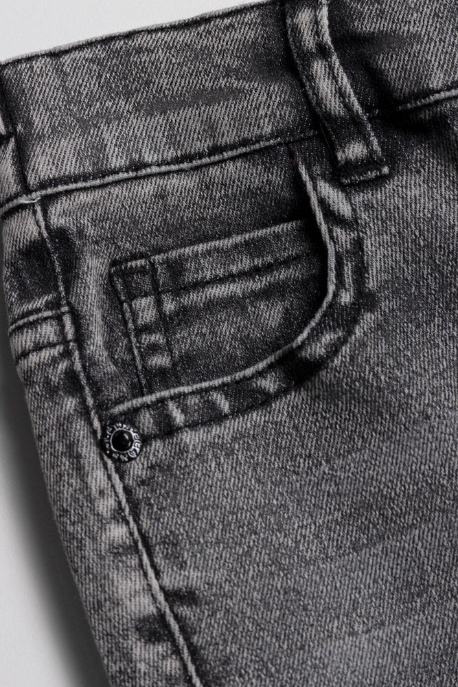Straight Leg  Cargo Denim Jeans Black (2)