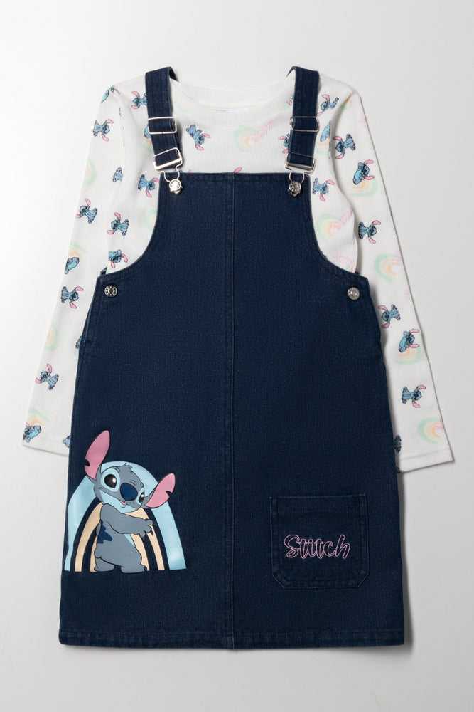 Stitch Pinafore Set Blue
