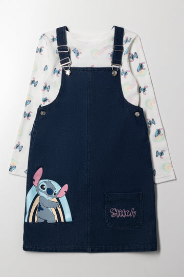 Stitch Pinafore Set Blue