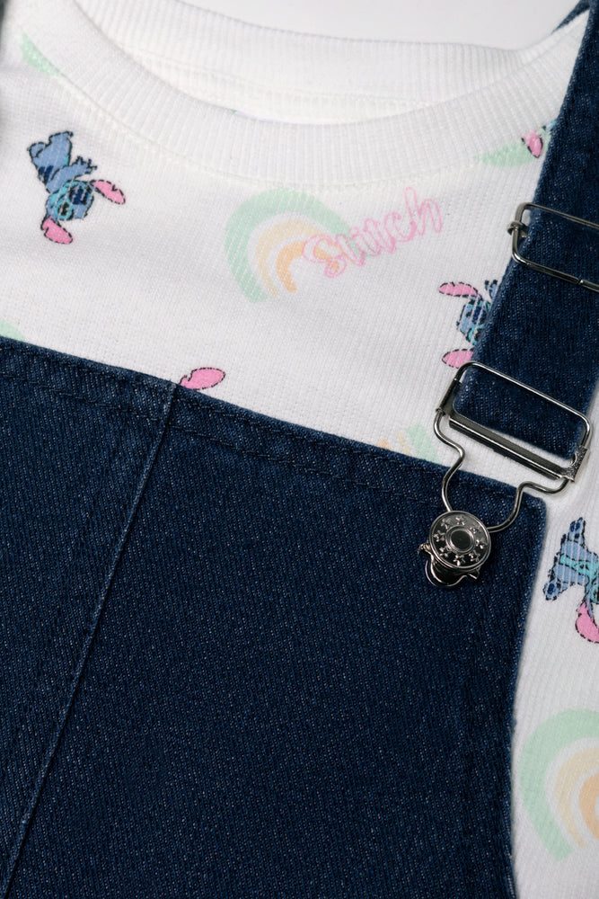 Stitch Pinafore Set Blue
