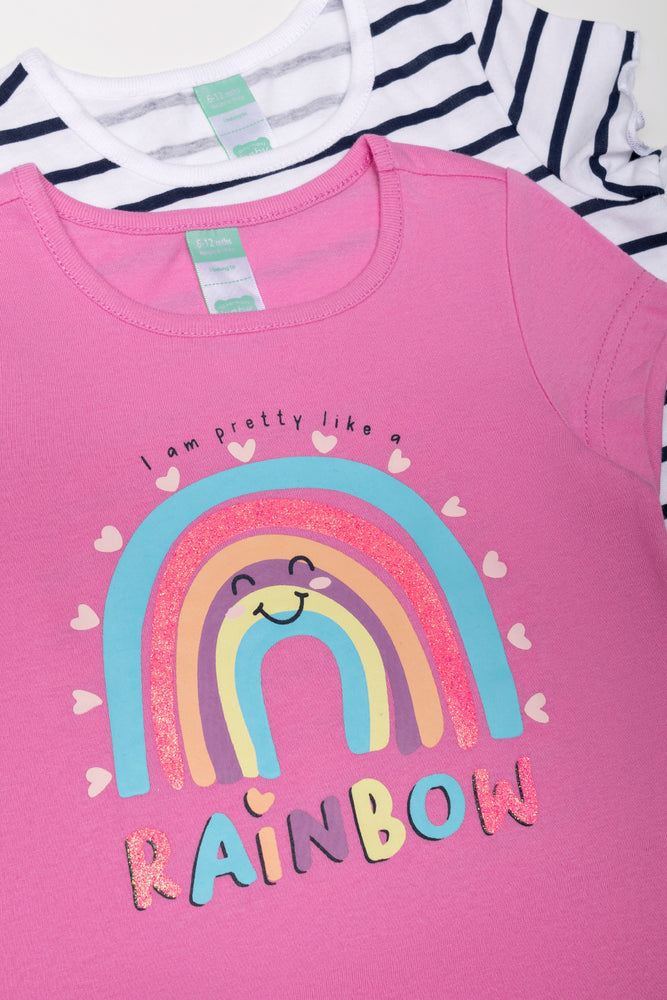 2 Pack T-Shirts Pink And White (1)