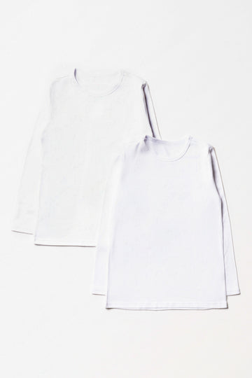 2 Pack Long Sleeve Vests White