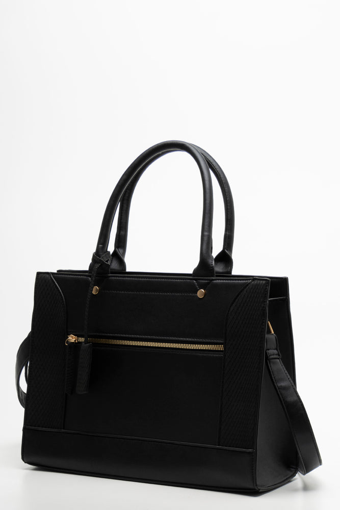 Croc Insets Handbag Black