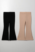 2 Pack Flare Leggings Natural And Black