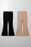 2 Pack Flare Leggings Natural And Black (3)