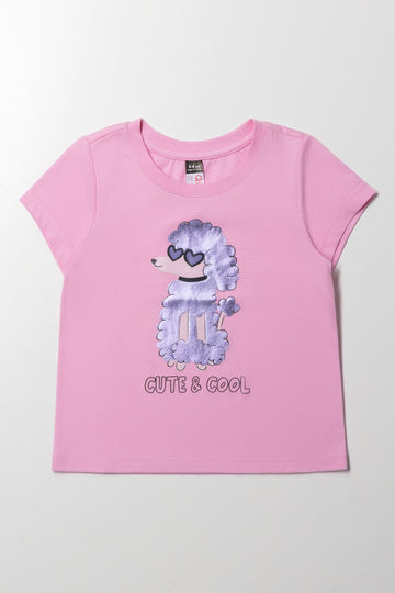 Poodle Short Sleeve T-Shirt Pink