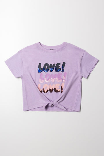 Sequin Front Tie Top Purple