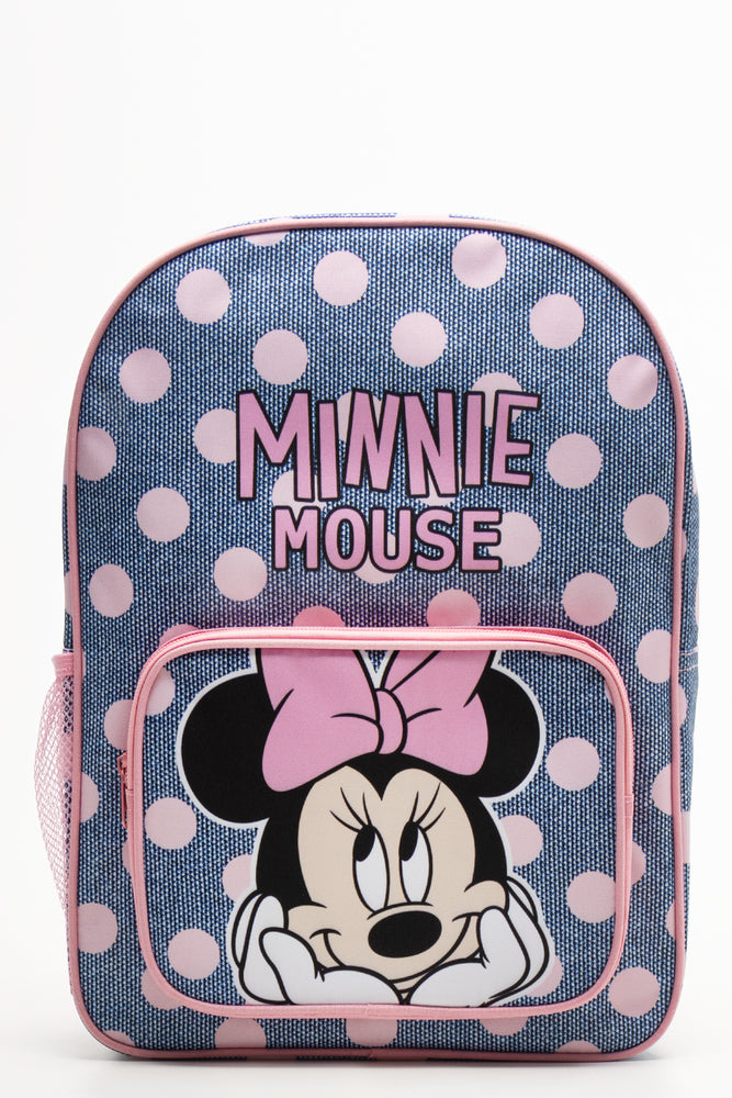 Minnie Mouse Spot Back Pack Blue And Pink