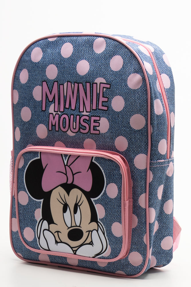Minnie Mouse Spot Back Pack Blue And Pink