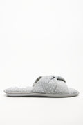 Polka Dot Open Toe Slippers Grey (1)