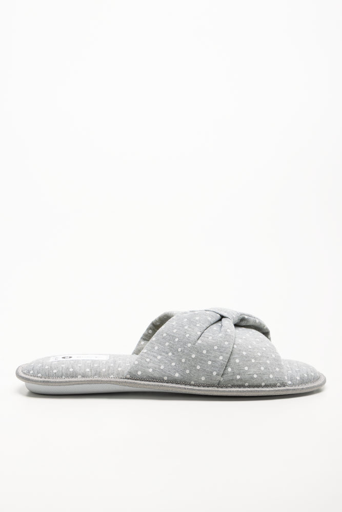 Polka Dot Open Toe Slippers Grey (1)