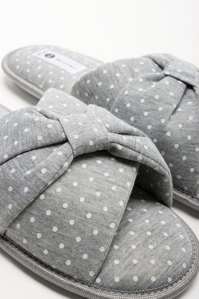 Polka Dot Open Toe Slippers Grey (2)