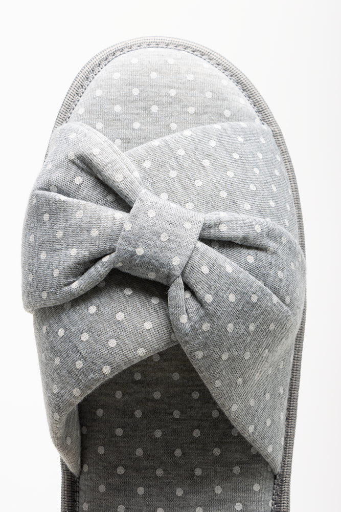 Polka Dot Open Toe Slippers Grey (4)