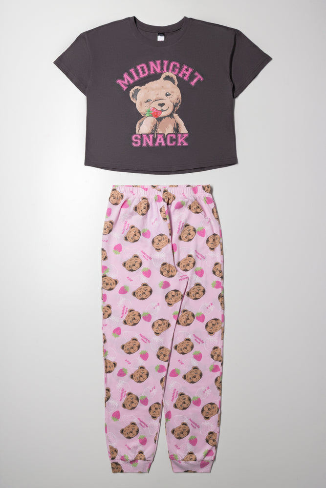 Bear Pyjamas Dark Grey And Pink