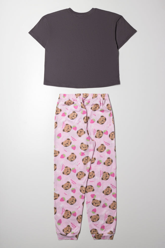 Bear Pyjamas Dark Grey And Pink (3)