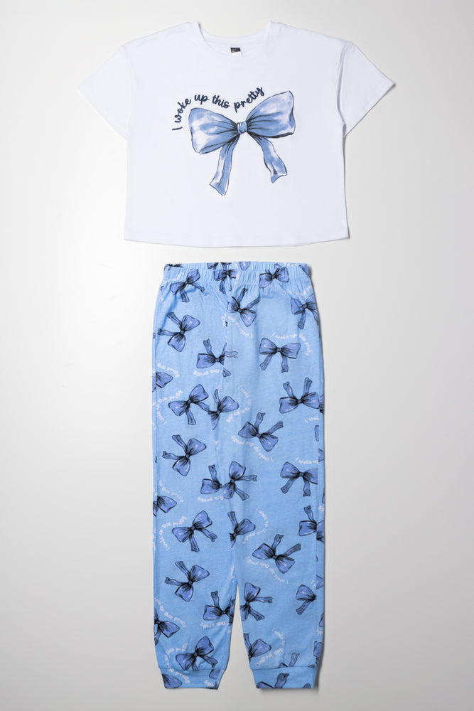 Bow Pyjamas Blue And White