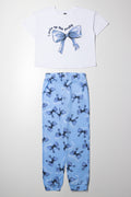 Bow Pyjamas Blue And White