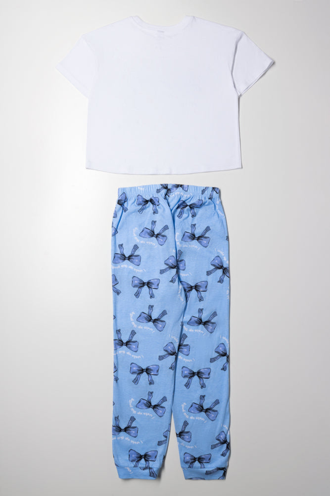 Bow Pyjamas Blue And White (3)