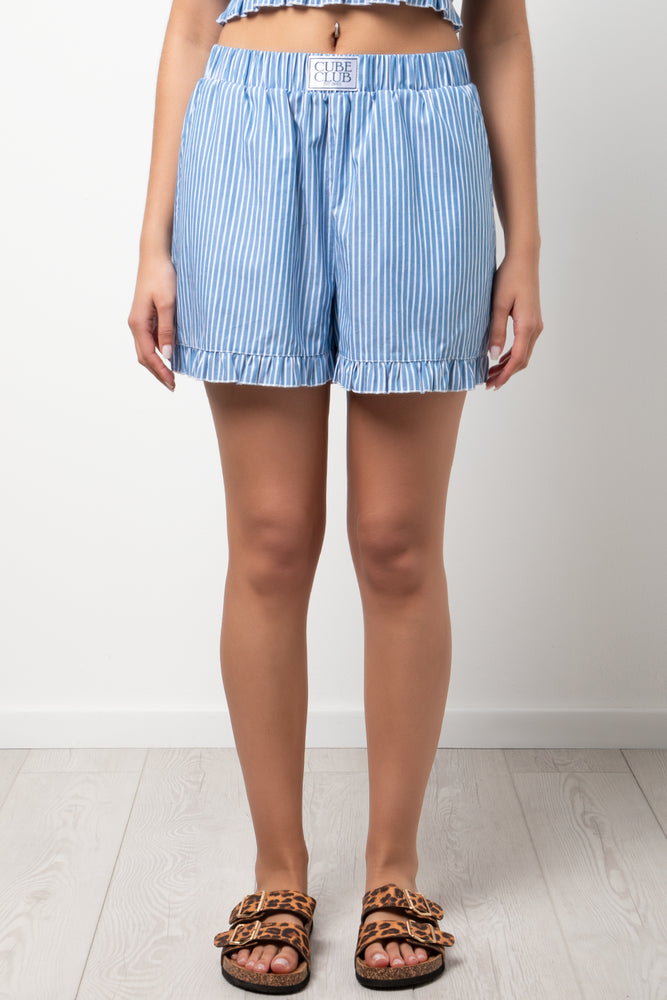 Stripe Short With Frill Blue
