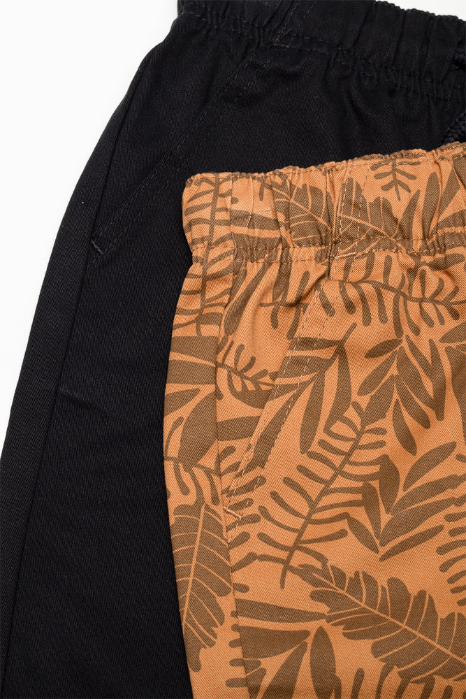 2 Pack Woven Shorts Brown And Black