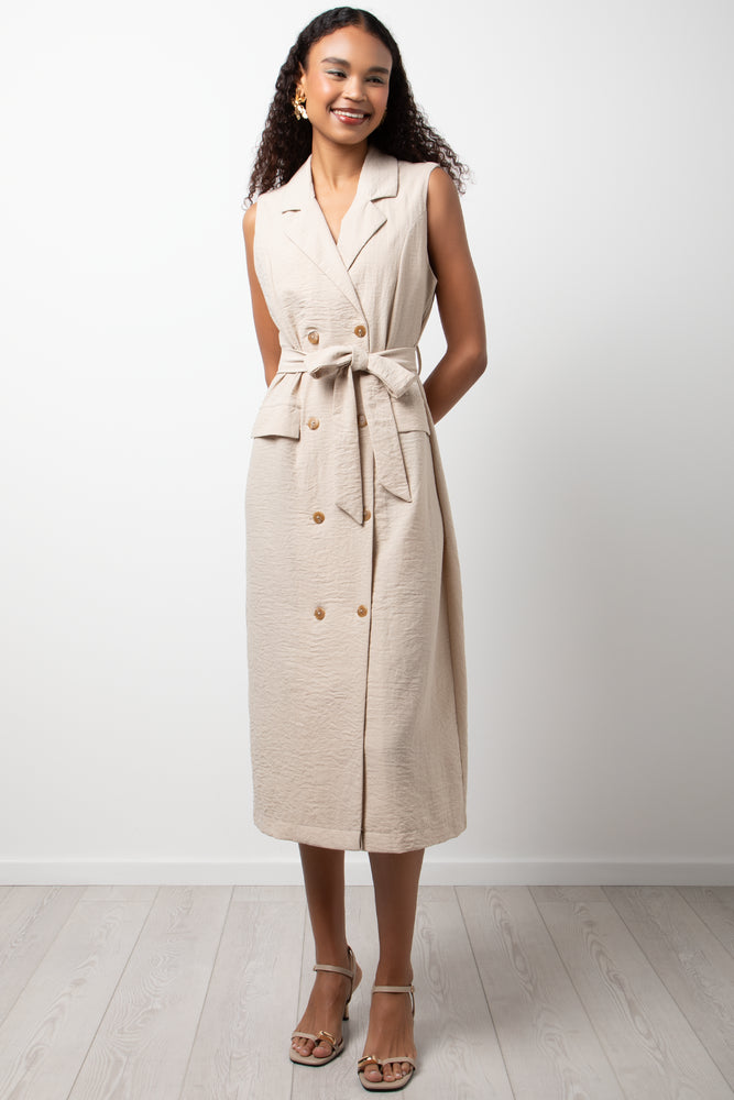 Double Breasted Sleeveless Trench Natural