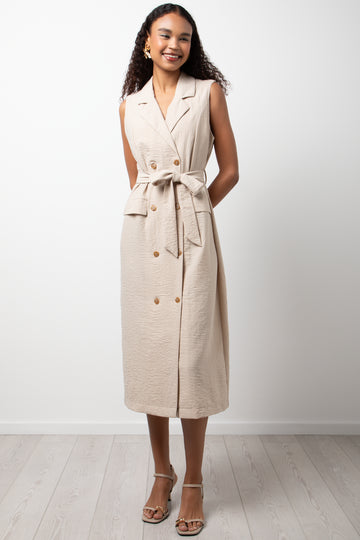 Double Breasted Sleeveless Trench Natural