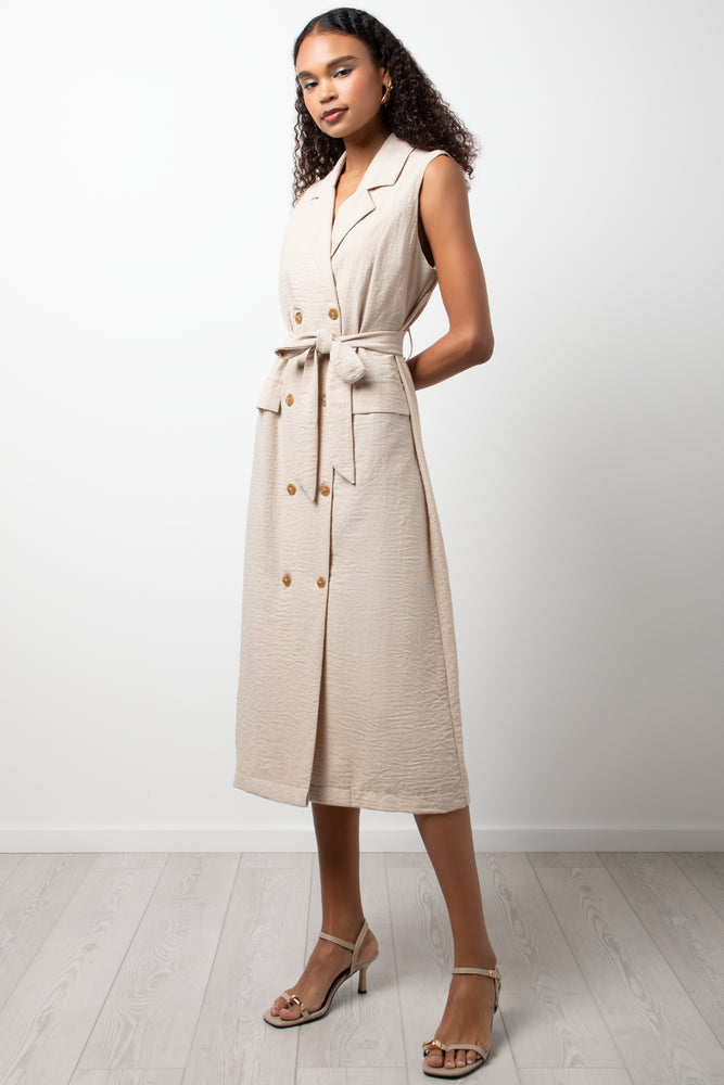 Double Breasted Sleeveless Trench Natural