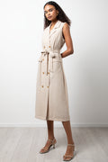 Double Breasted Sleeveless Trench Natural (1)