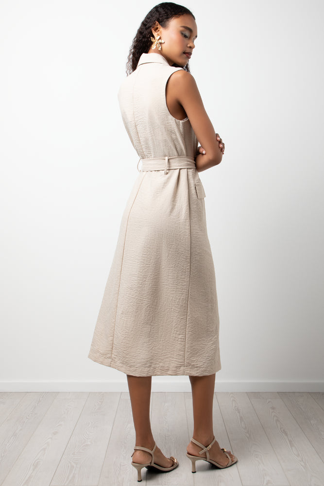 Double Breasted Sleeveless Trench Natural (2)