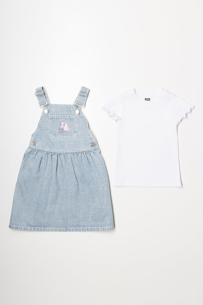 Denim Babydoll Pinafore Set Blue (2)